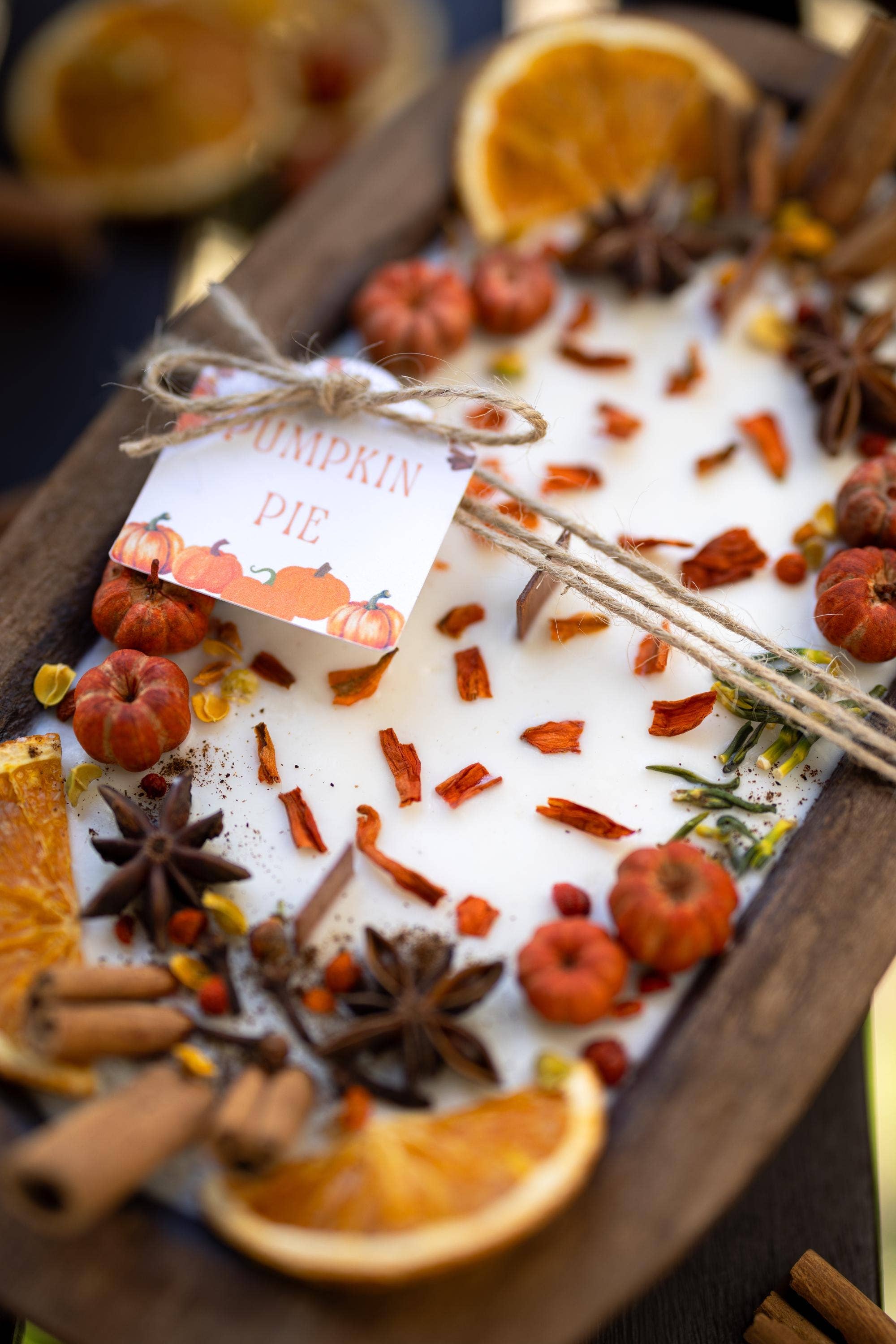 Large Wooden Bowl Fall Soy Candle