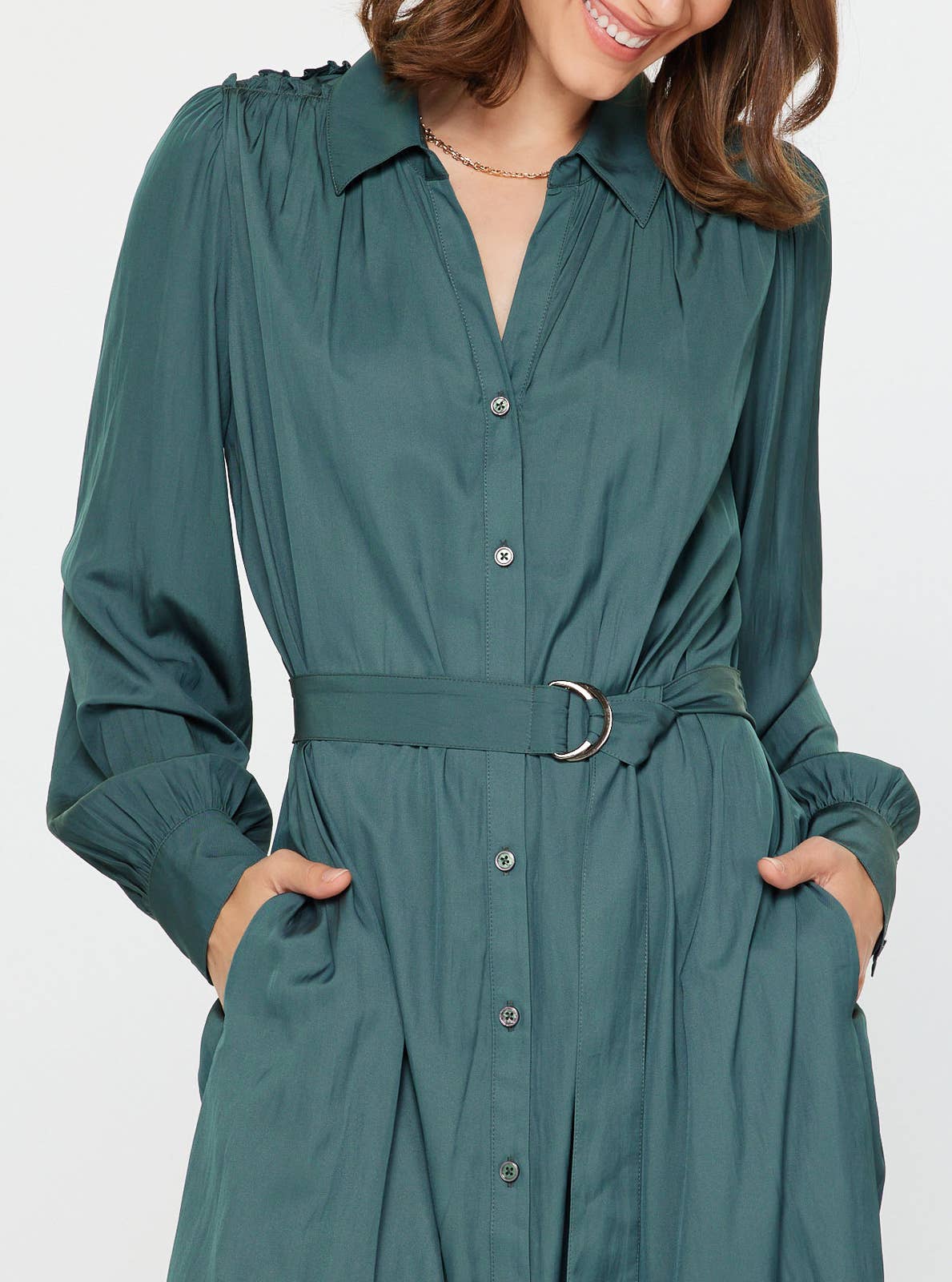 Button Down Midi Shirt Dress