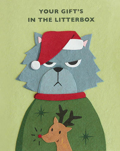 Grumpy Kitty Christmas Blank Greeting Card