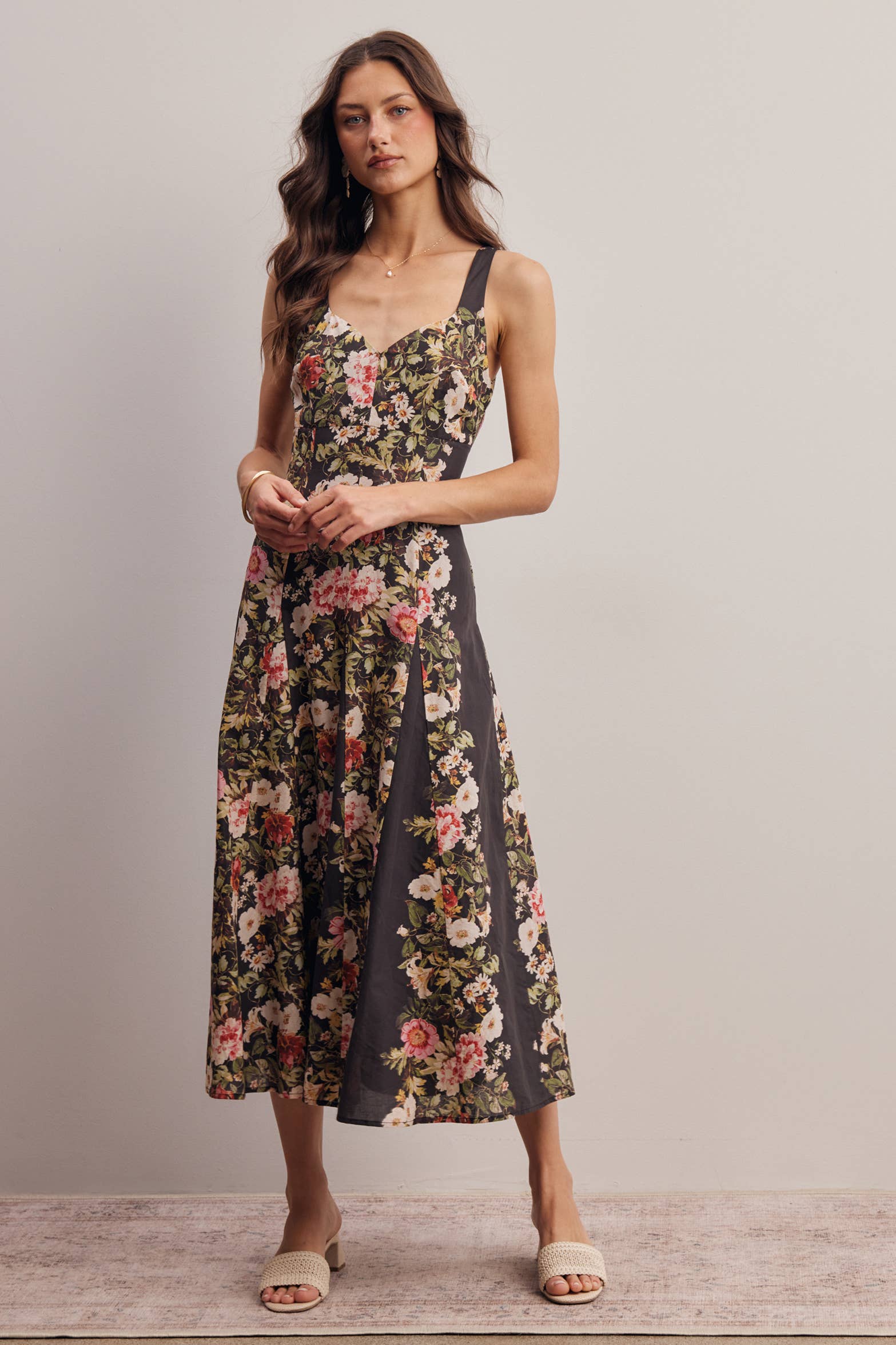 Floral Panel Midi Dress
