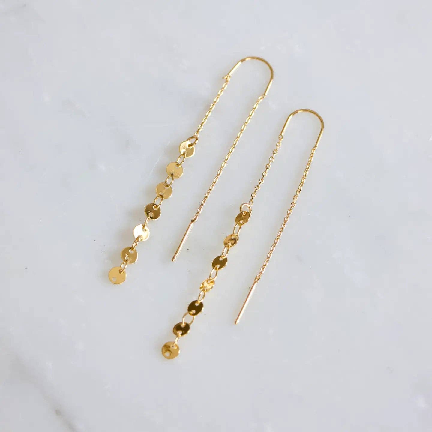 Coin Threader Earrings - Gold