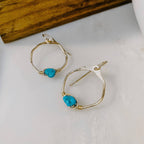 Kingman Turquoise Mini Organic Hoop Earrings