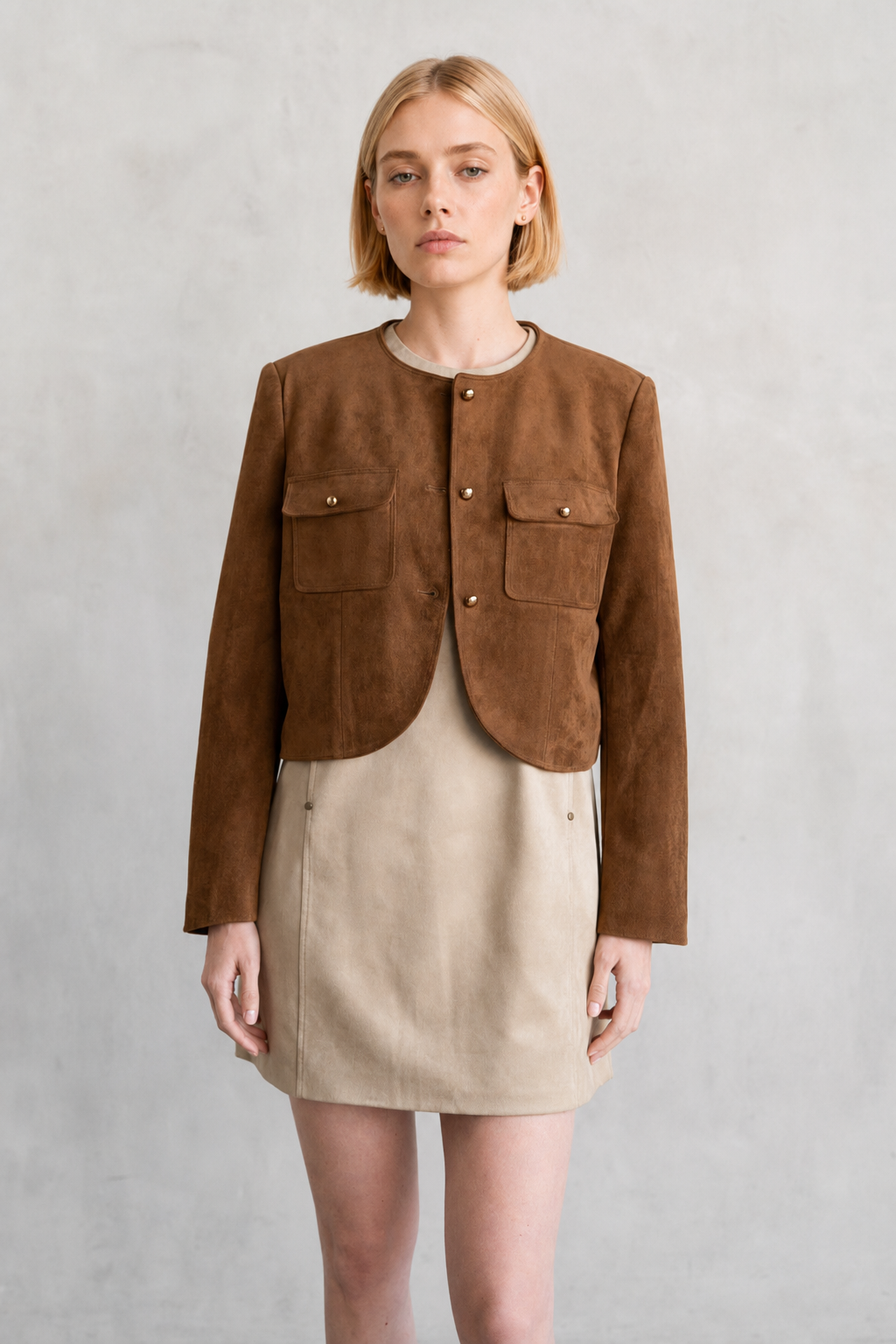 Timeless Suede Utility Cropped Jacket