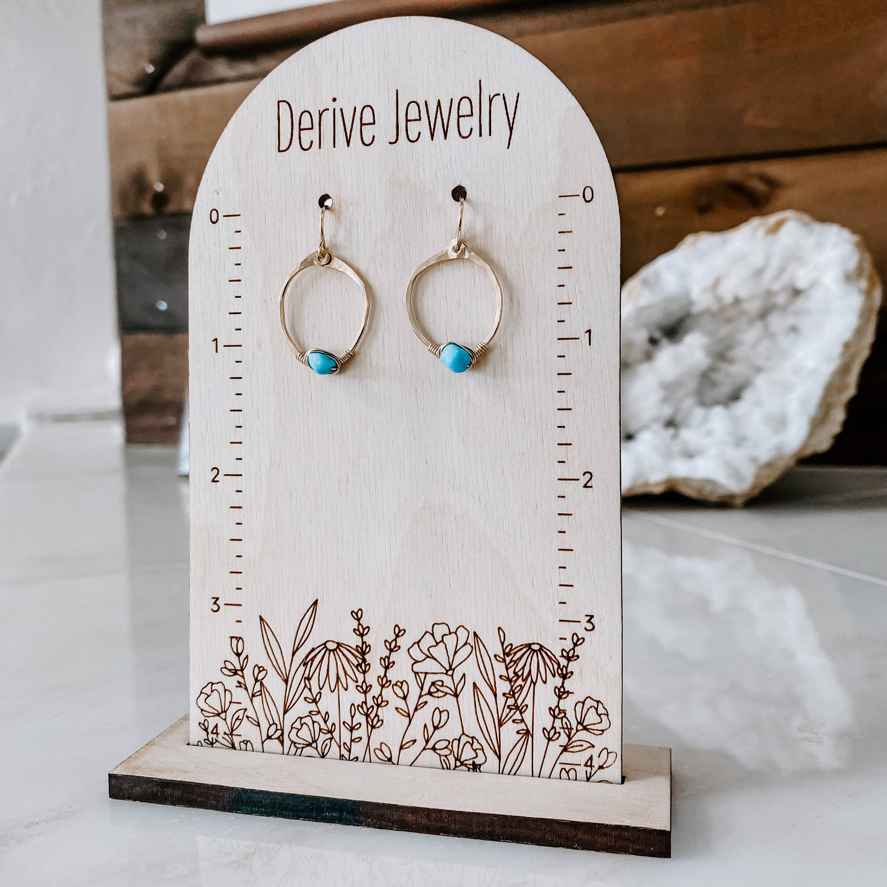 Kingman Turquoise Mini Organic Hoop Earrings