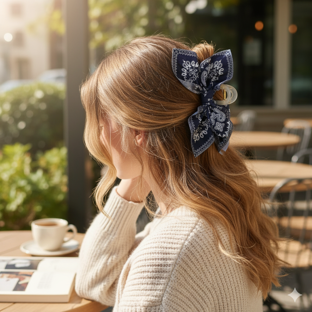 Bandana Bow Claw Hair Clip