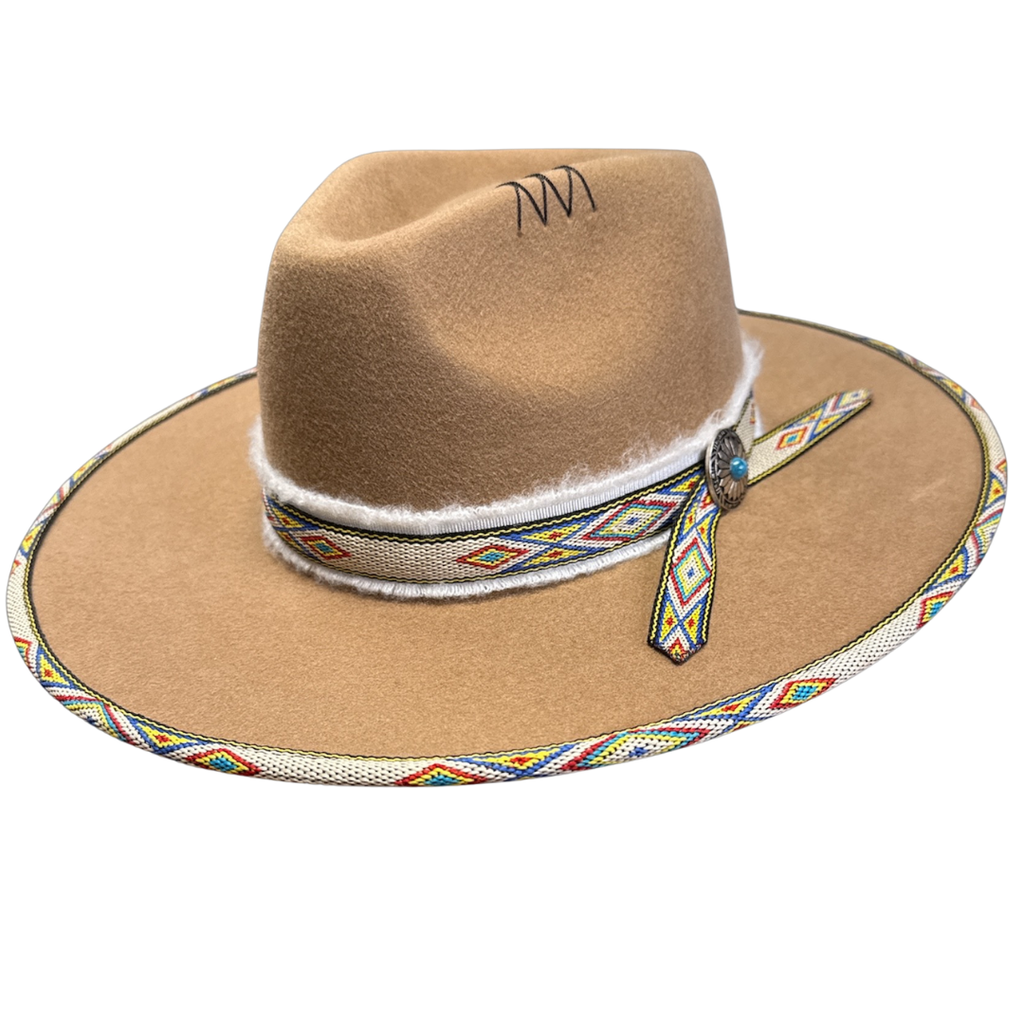 New 100% Wool Felt Flat Brim Fedora Hat - Style Lakota