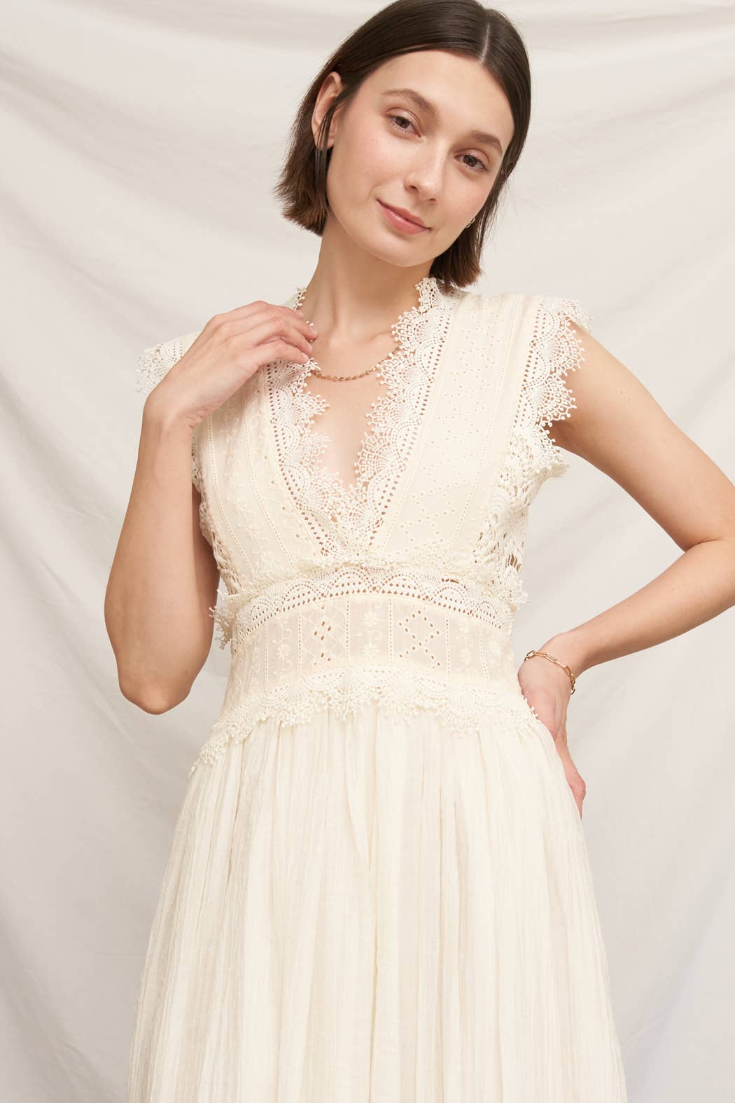 Lace Trimmed Midi Dress