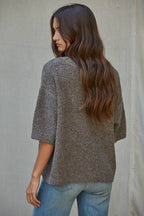Knit Sweater Short Sleeve Boxy Pullover Top