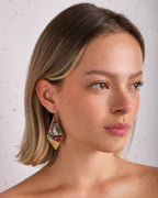 Beaded Handwoven Kaleidoscope Kite Earrings (Pink/Orange)