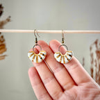 White and Gold Fan Earrings 