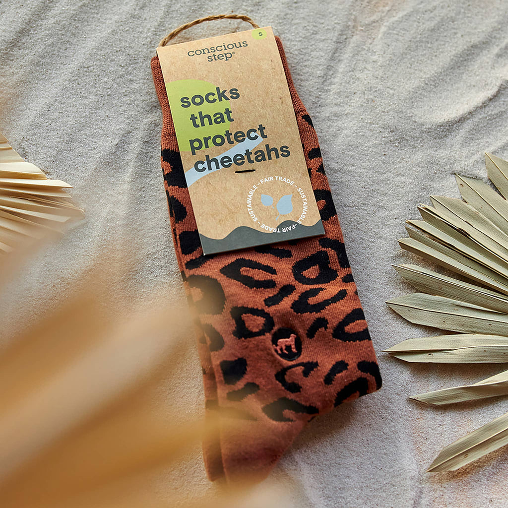Socks that Protect Cheetahs (Rust Leopard Print)