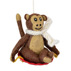 Sledding Monkey Ornament