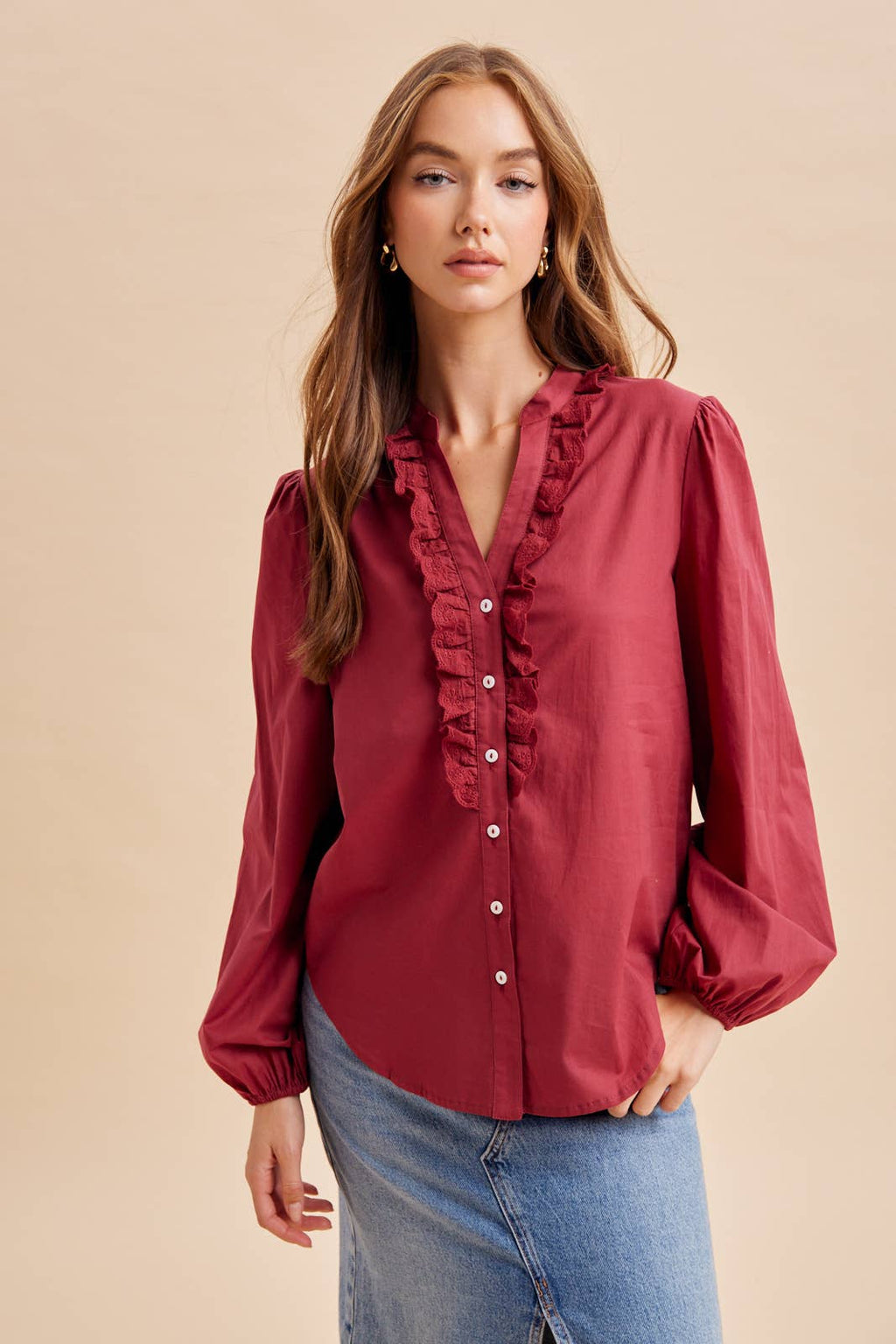 Ruffled Cotton Blouse