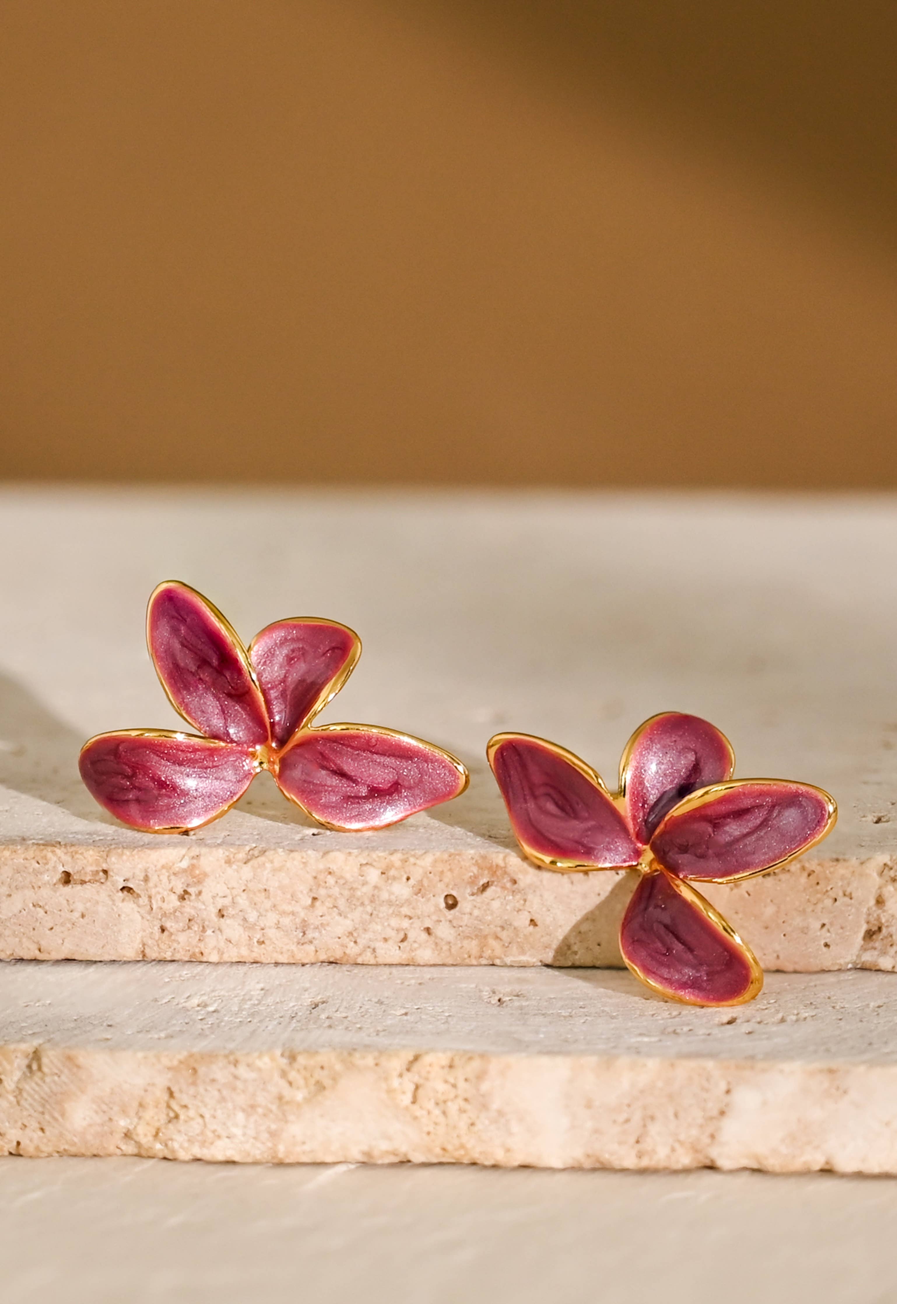 Poised Petal Earrings in Plum