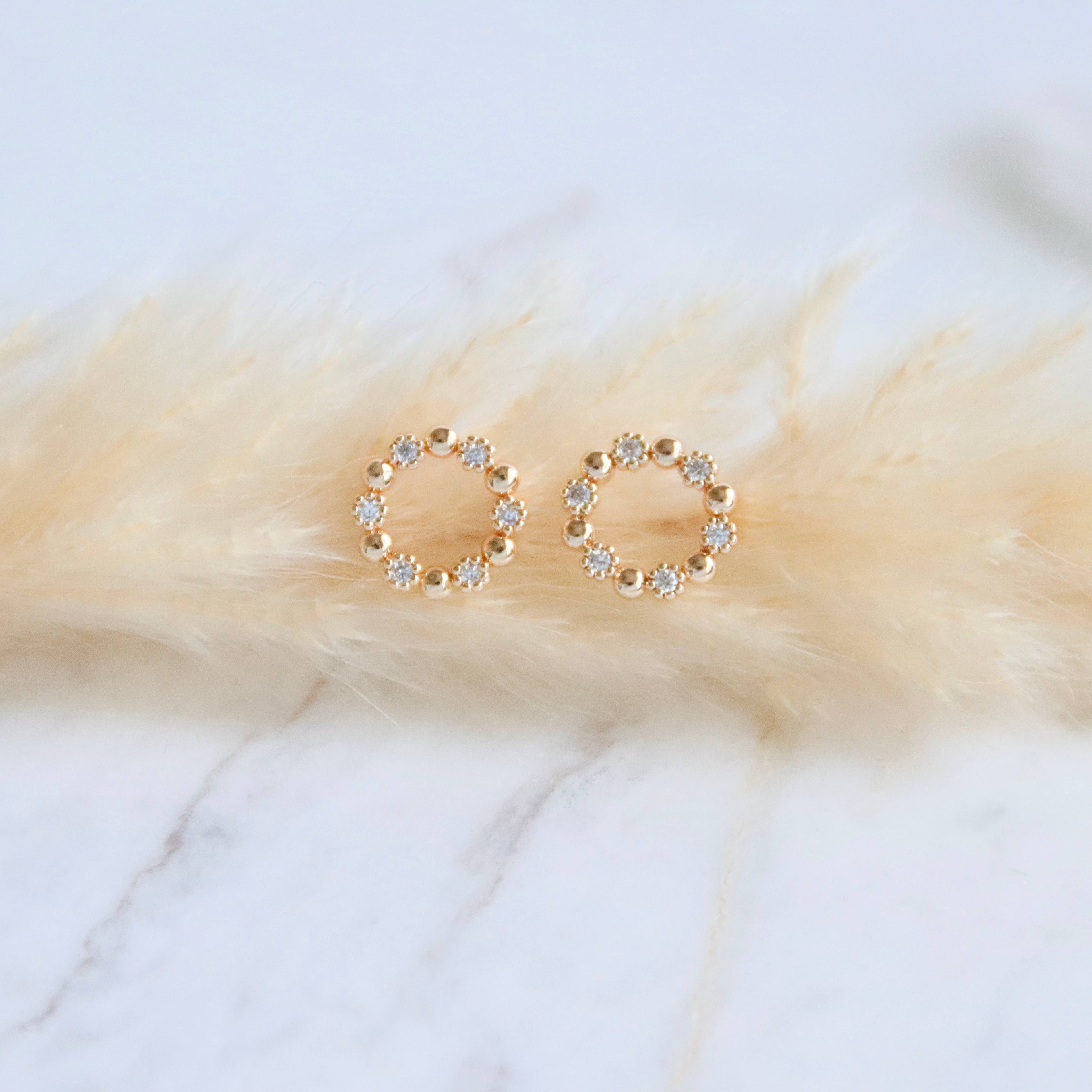 CZ Round Stud Earrings