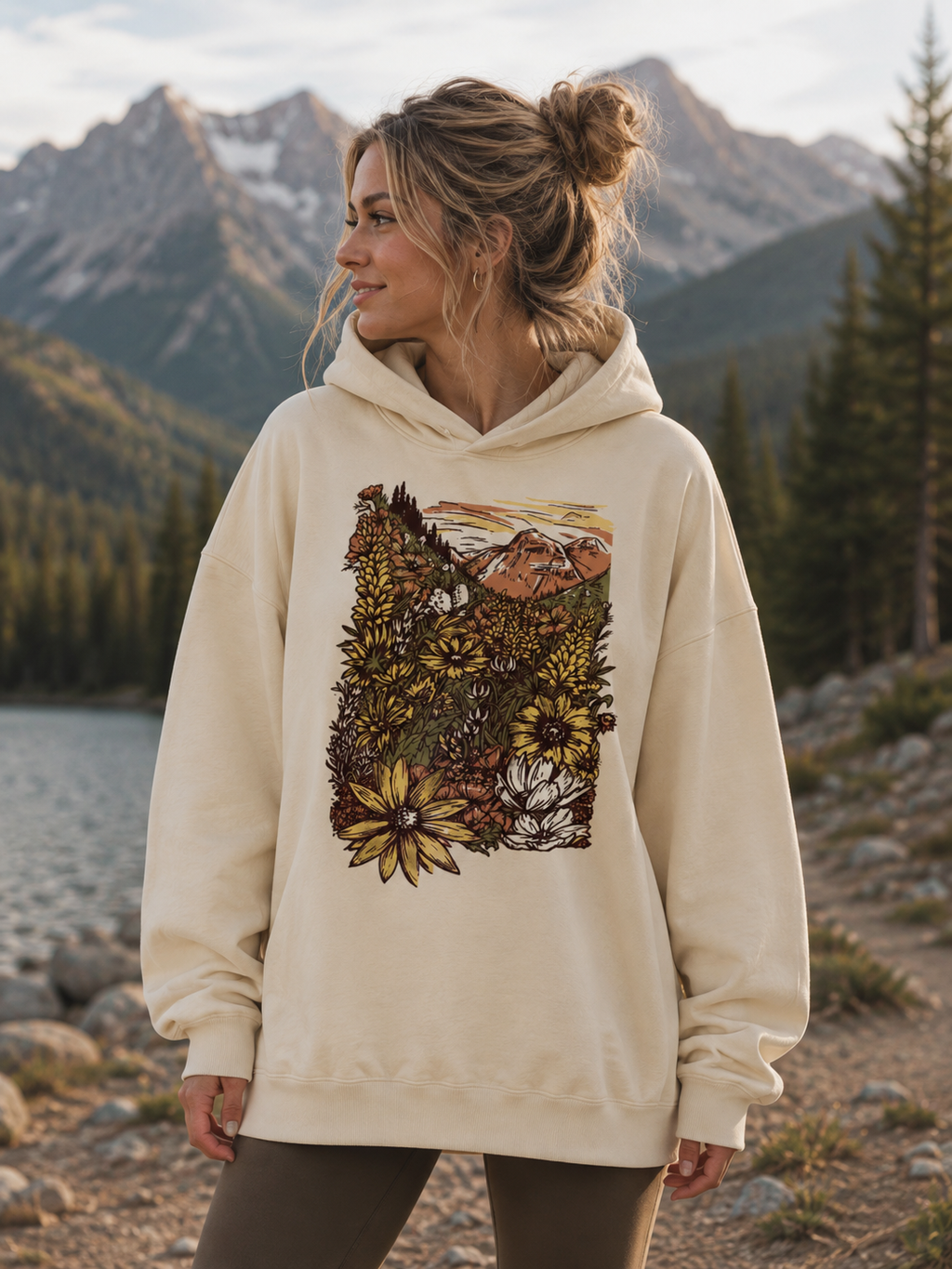 Flower Meadow Hoodie - Heather Natural
