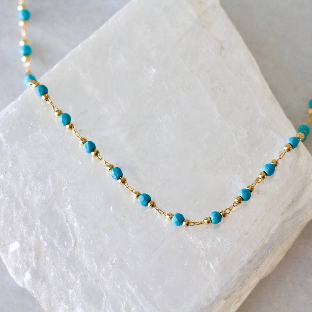 Faceted Stone Turquoise Choker Necklace