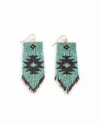 Beaded Handwoven Tribal Fringe Earrings (Cream/Black)