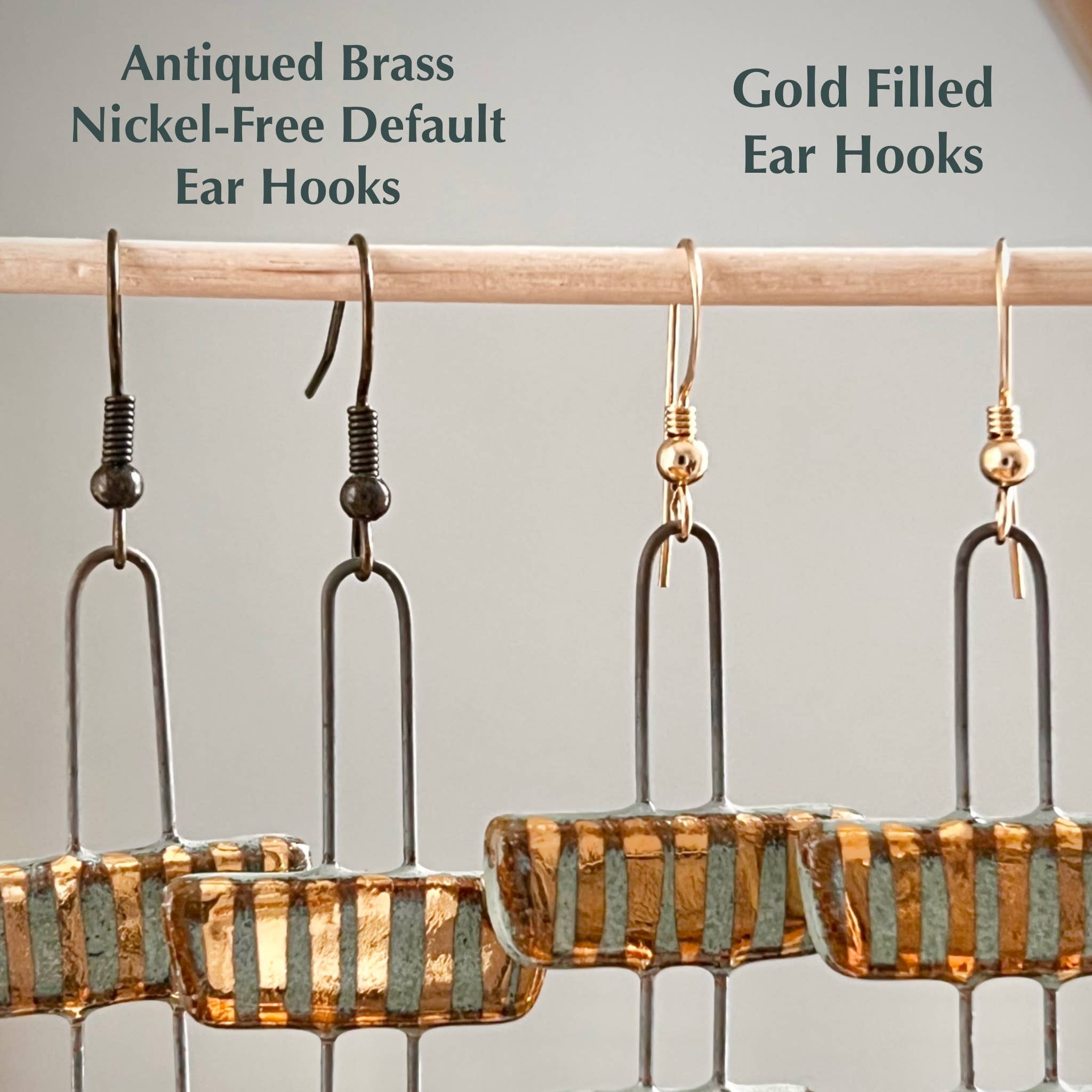Turquoise Collar Ceramic Earrings with Gold Line
