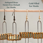 Maroon Gold Striped Clay Earrings