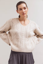 V Neck Cable Sweater
