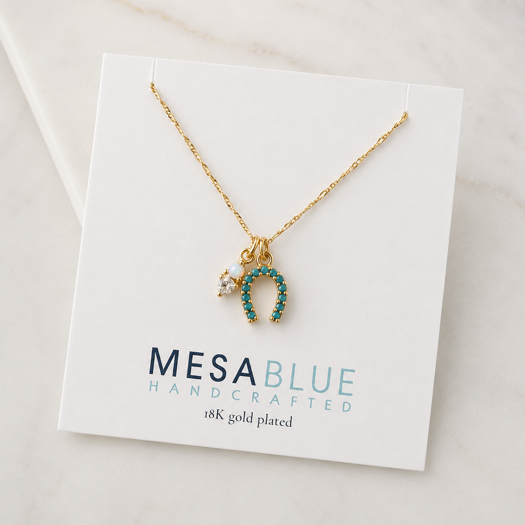 Opal and Turquoise Horseshoe Necklace