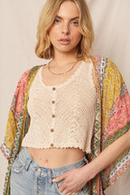 Sleeveless Crochet Top with Button Detail