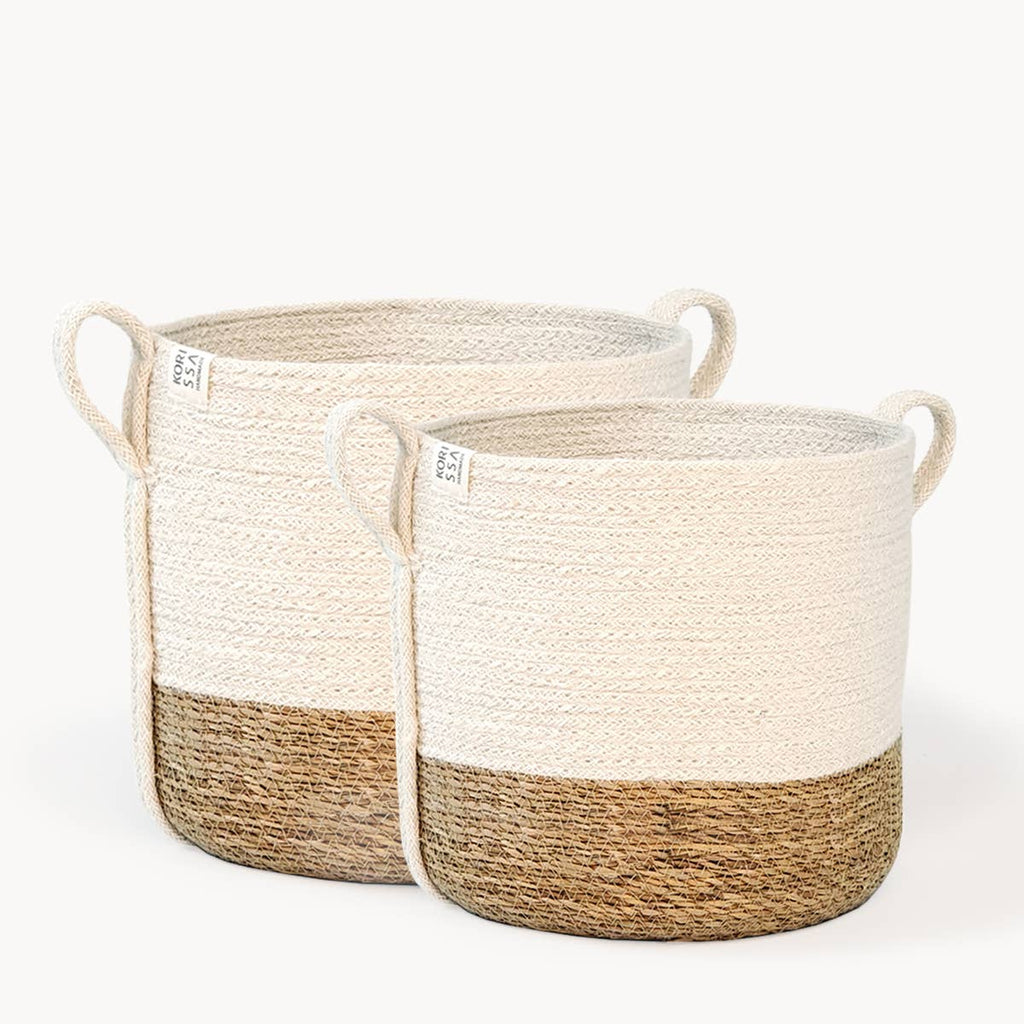 Handwoven Storage • Savar Basket with Side Handle-Set of 2