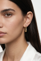 Slight Long Oblong CZ Hoop Earrings