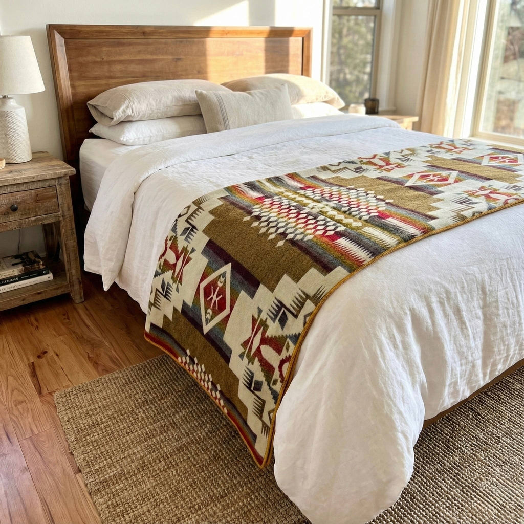 Southwest Alpaca Queen/Throw Blanket – Sandstone Reversible