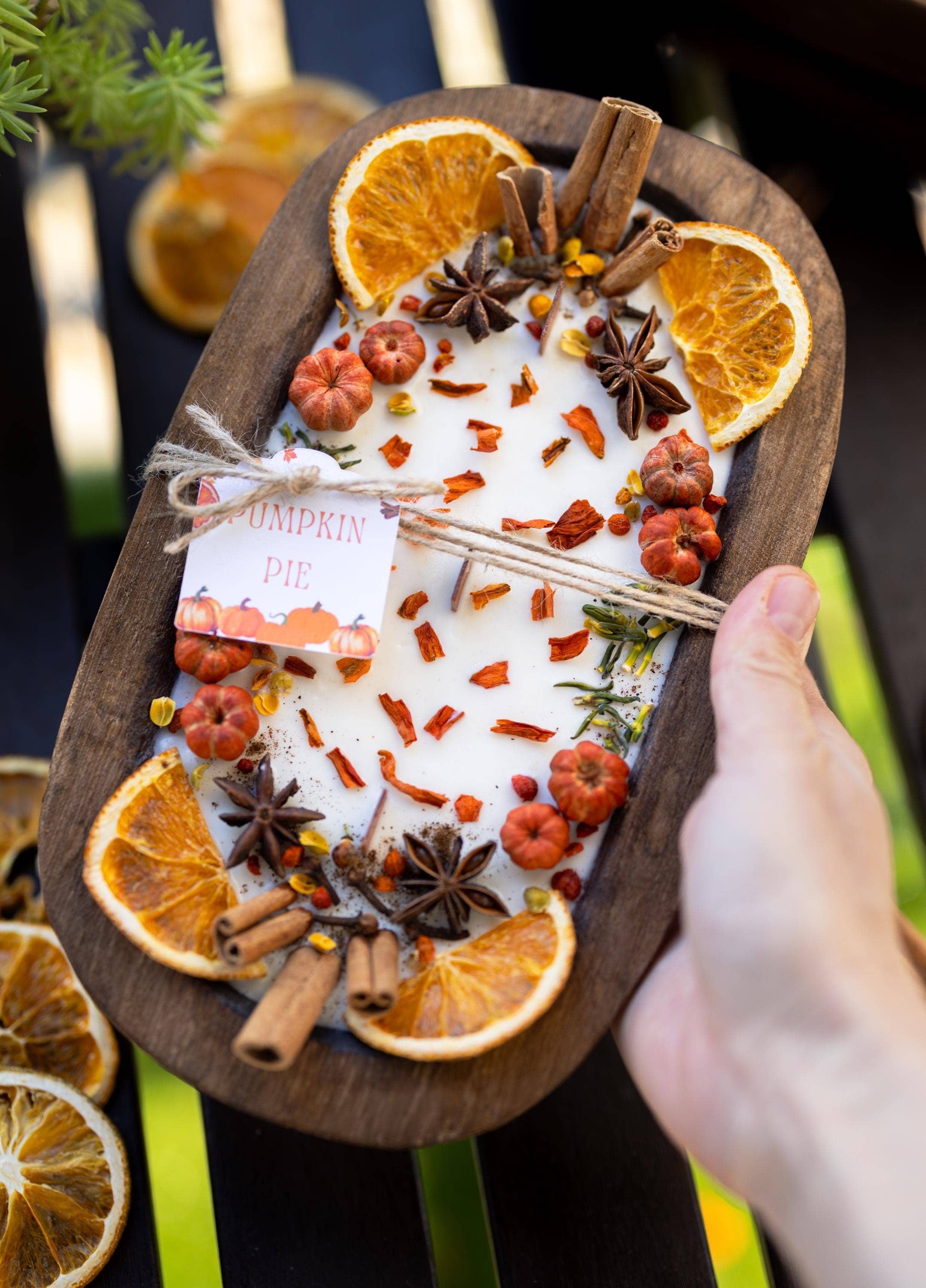 Large Wooden Bowl Fall Soy Candle
