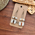 White Two Piece Earrings