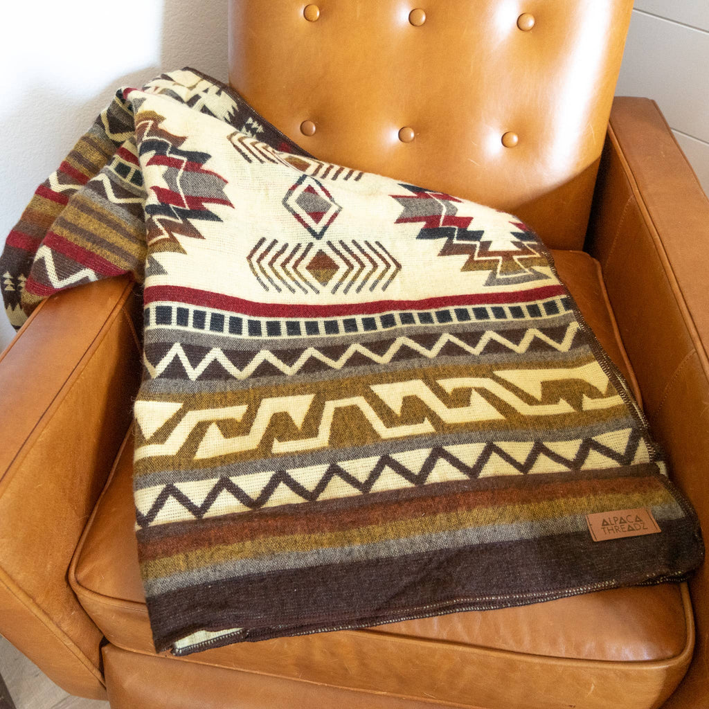 Andean Alpaca Wool Blanket - Mountain