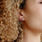 Rose Quartz Studs, Pink Gemstone Studs