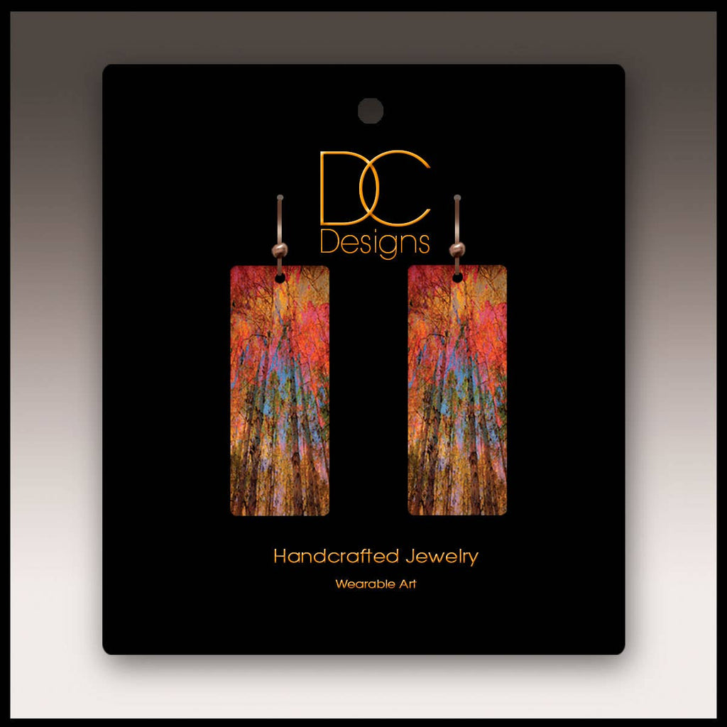 Orange Nature Abstract Banner Handmade Earrings