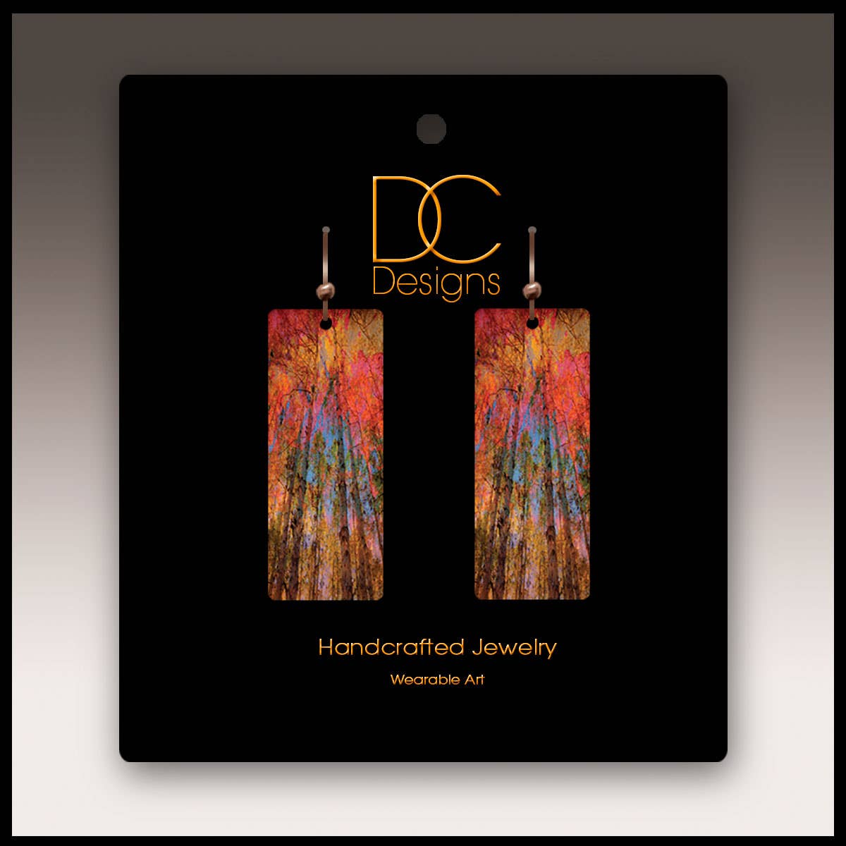 Orange Nature Abstract Banner Handmade Earrings