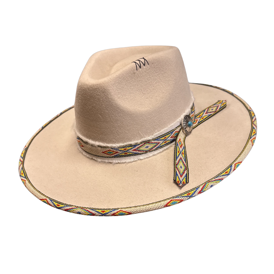 New 100% Wool Felt Flat Brim Fedora Hat - Style Lakota