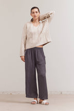 V Neck Cable Sweater