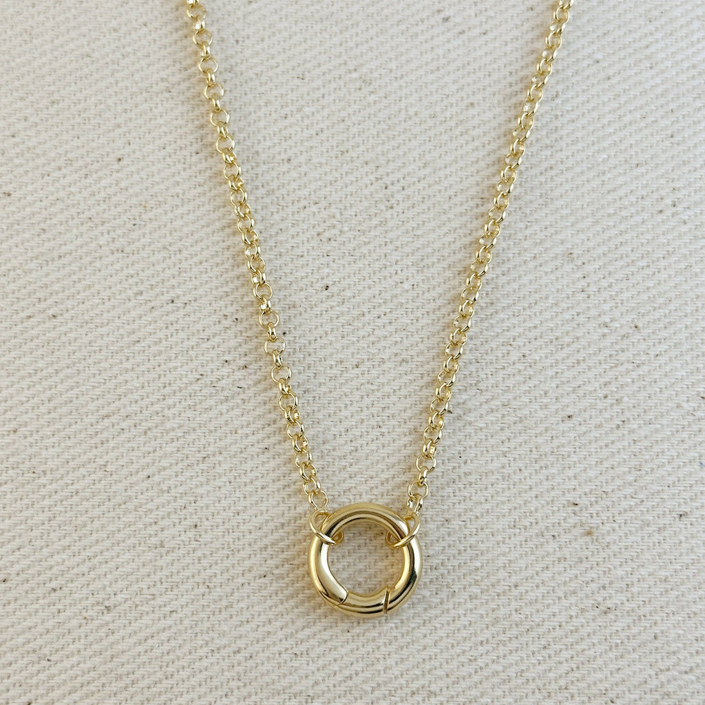 Rolo Chain Necklace Featuring Carabiner Clasp