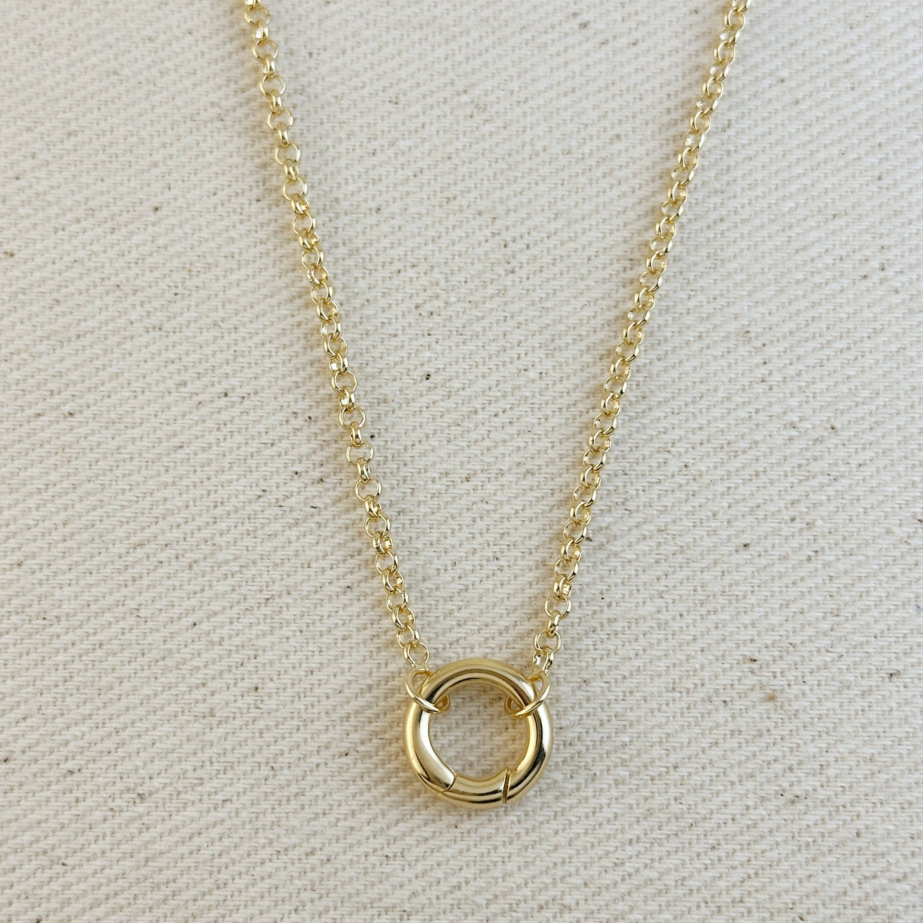 Rolo Chain Necklace Featuring Carabiner Clasp