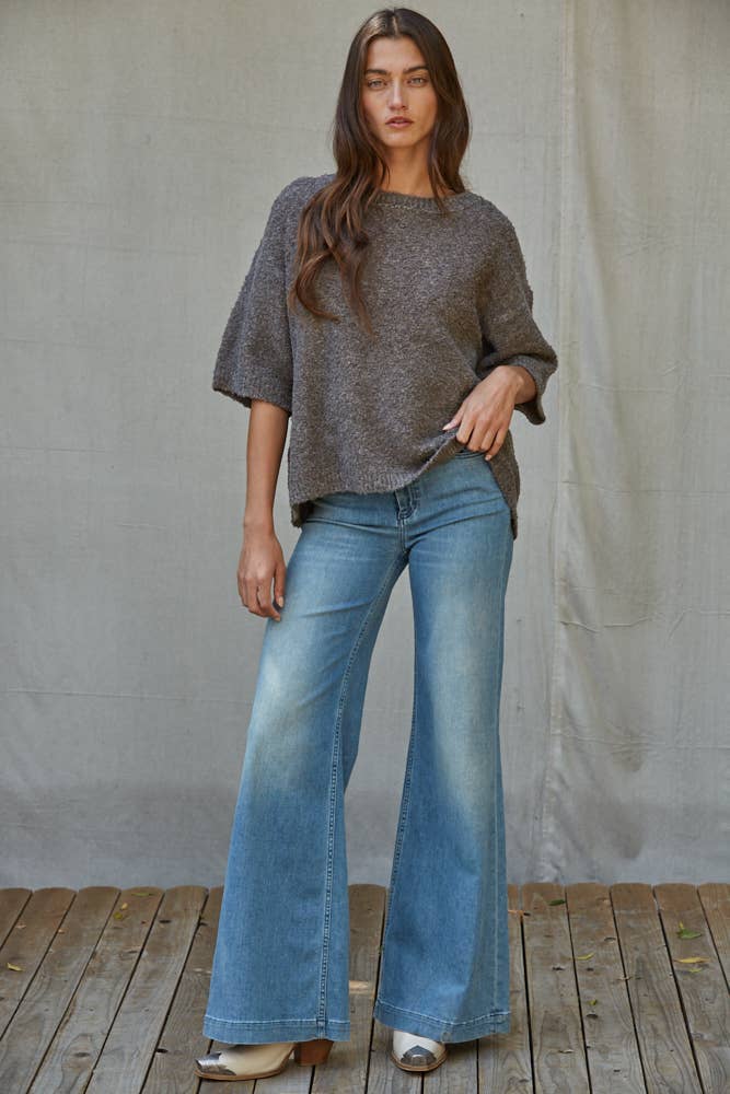 Knit Sweater Short Sleeve Boxy Pullover Top
