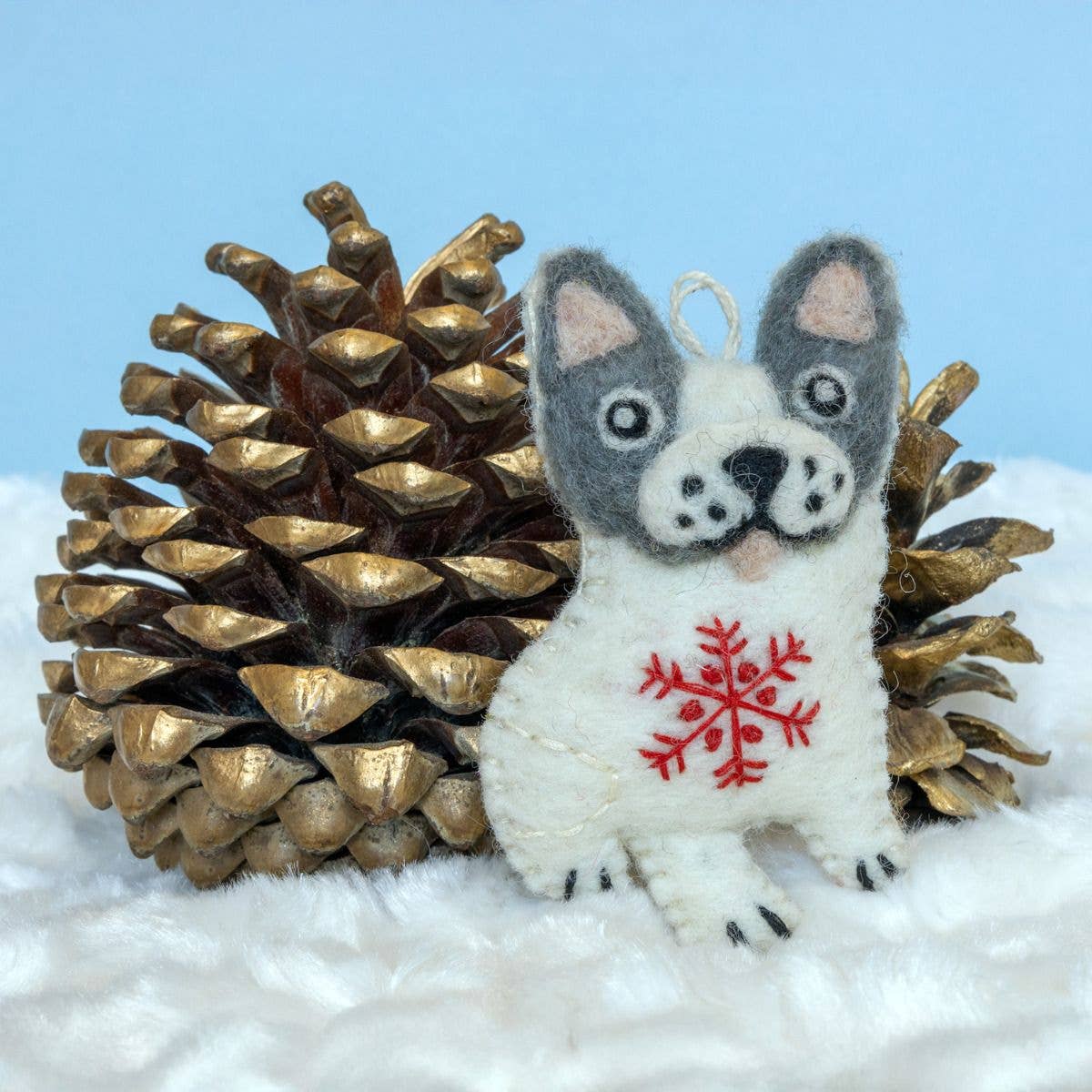 Snowflake Frenchie Ornament