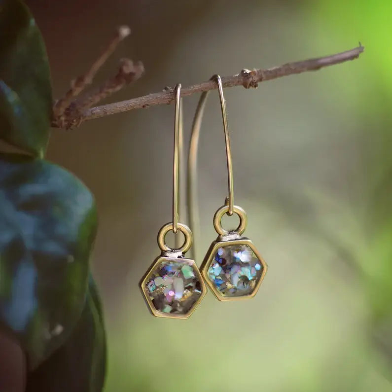 14kt Gold Filled Open Inlay Hex Earrings
