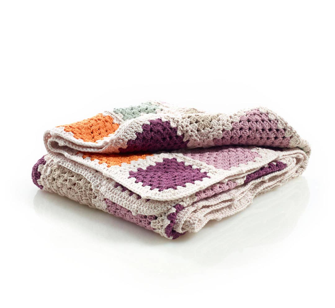 Handmade Granny Square Baby Blanket in Purple