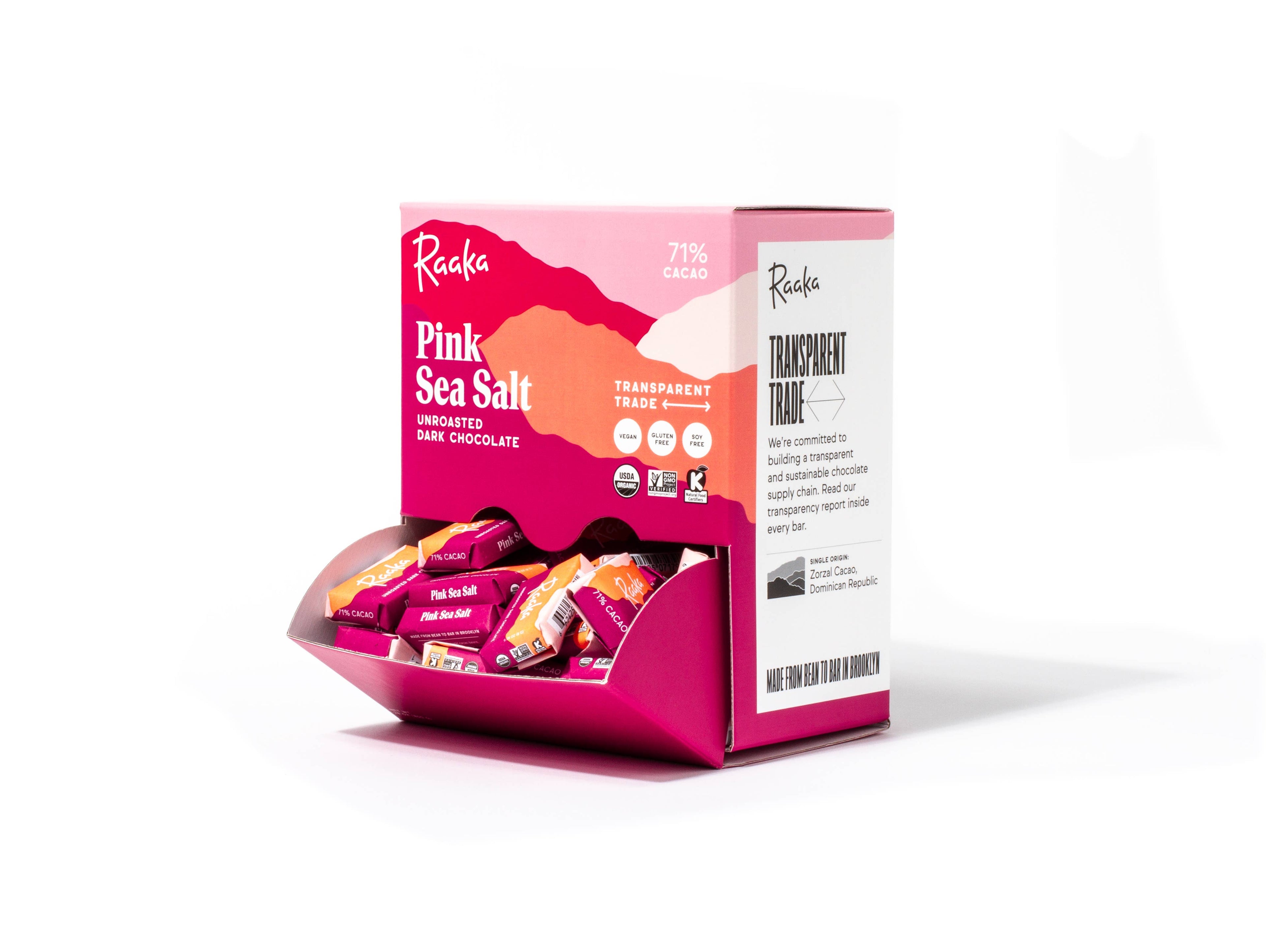 71% Pink Sea Salt Mini Chocolate Bars (100ct box)