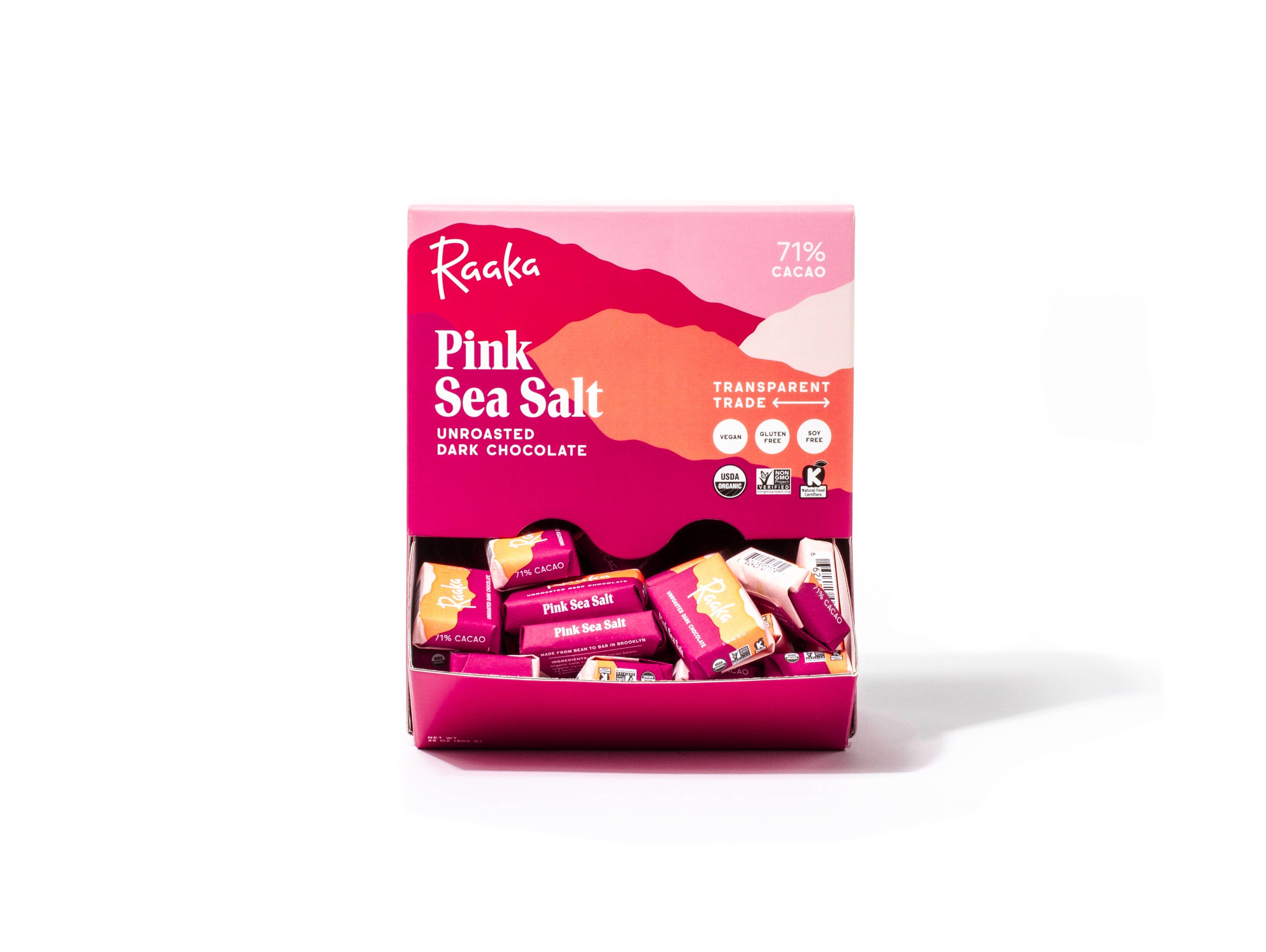 71% Pink Sea Salt Mini Chocolate Bars (100ct box)