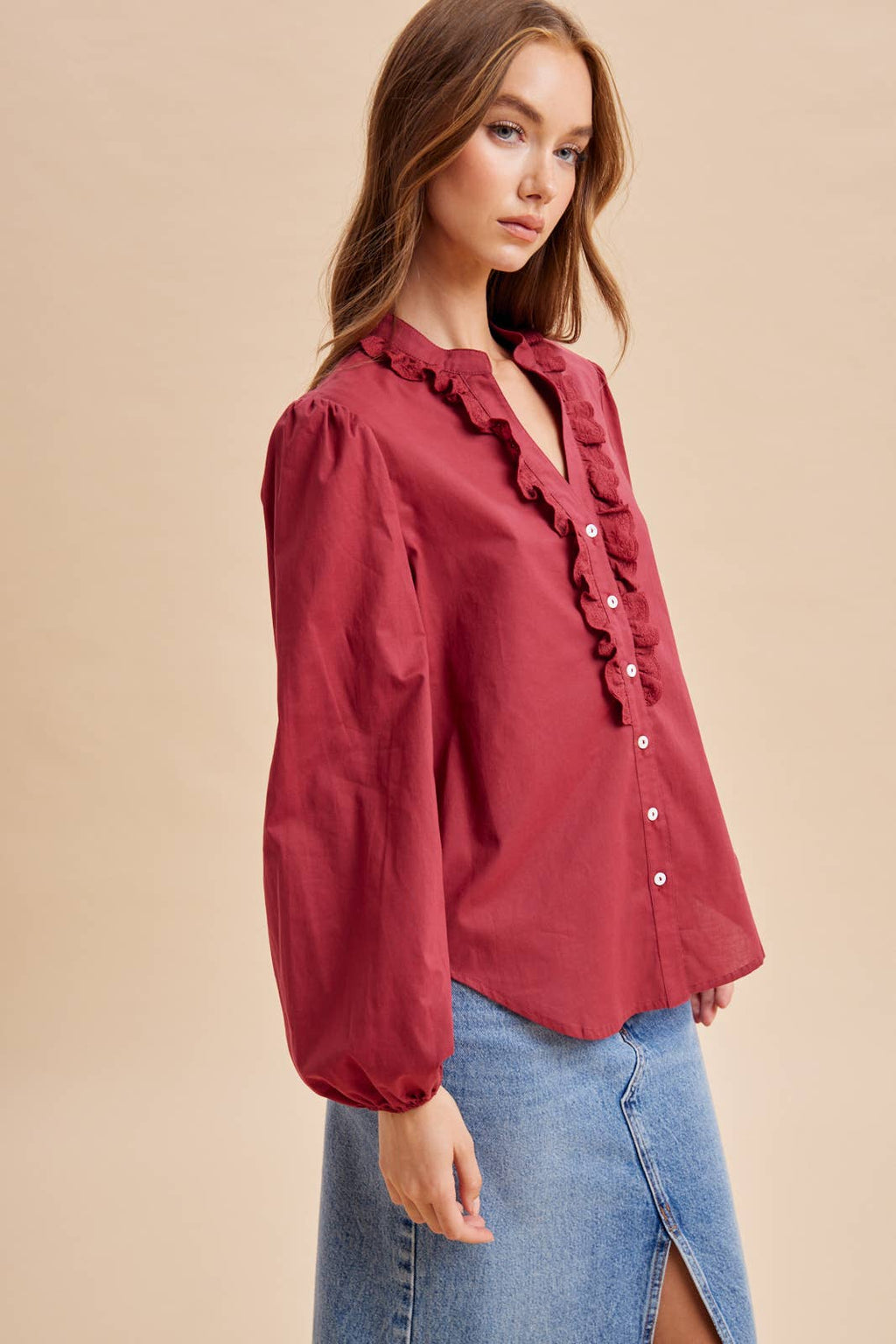 Ruffled Cotton Blouse