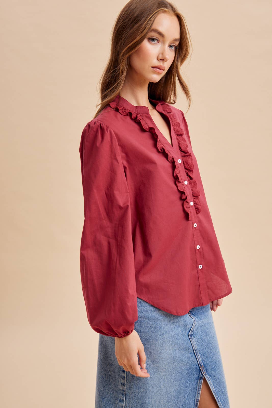 Ruffled Cotton Blouse