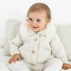 Fur Collar Natural Cardigan Sweater
