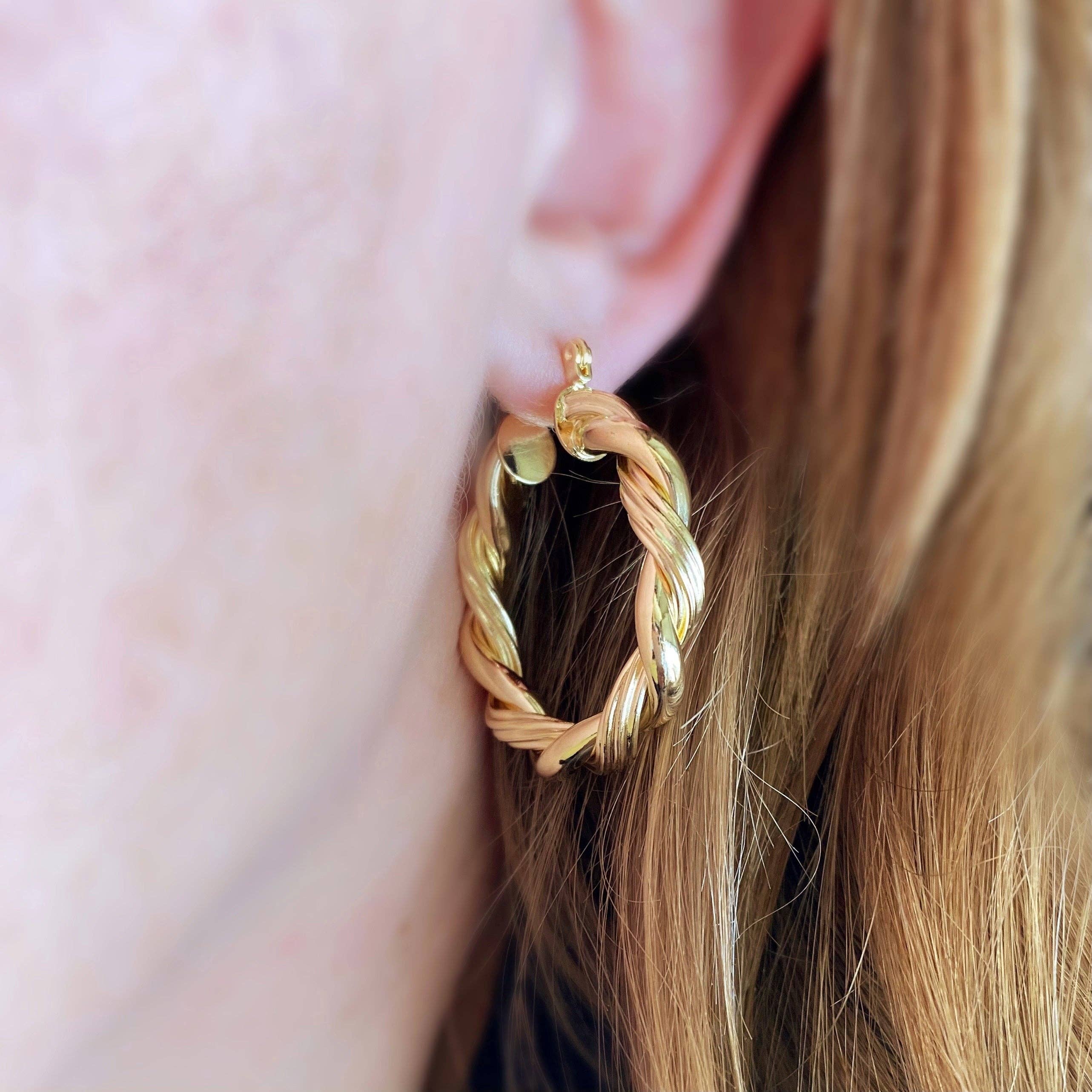 30mm Double Twisted Tube Hoop Earrings